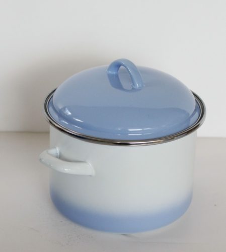 Emaille Topf 18 cm  3 L Blau-Weiss