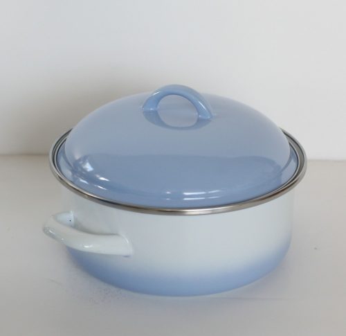 Emaille Topf 20 cm 2,5 L Blau-Weiss